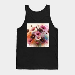 Chocolate Brown Cosmos Flower Tank Top